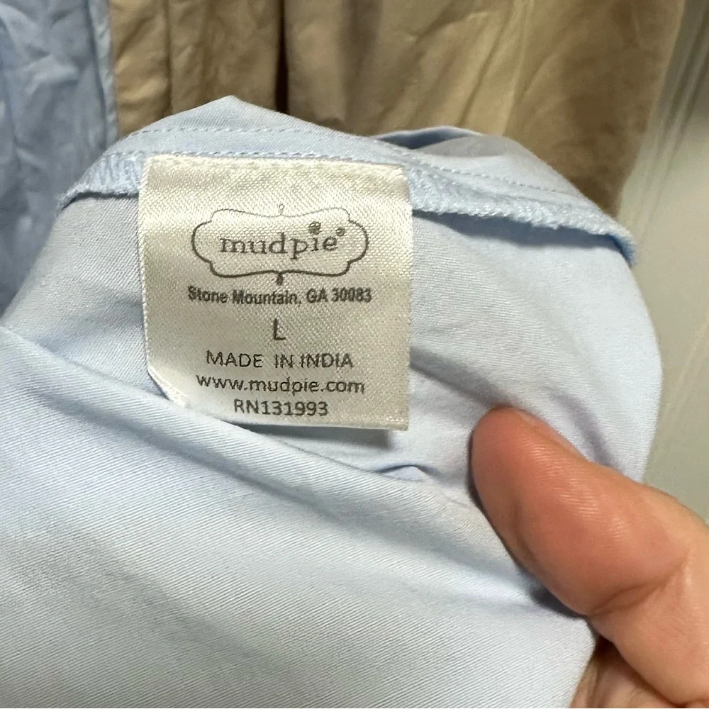 Mud Pie Hutton Two-Tone Cut Out Midi Dress in Blue and Tan Sz L NWT - Picture 12 of 12